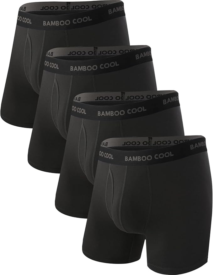 BAMBOO COOL Men's Ultra Breathable Underwear,No Riding Up Boxer Briefs with ComfortFlexible Waistband,Multipack
