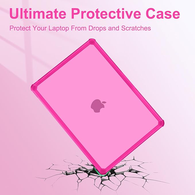MOSISO Compatible with MacBook Pro 13 inch Case M2 2025-2016 A2338 M1 A2251 A2289 A2159 A1989 A1708 A1706, Anti-Cracking Heavy Duty Plastic TPU Bumper Hard Case&Keyboard Skin&Screen Film, Bright Rose