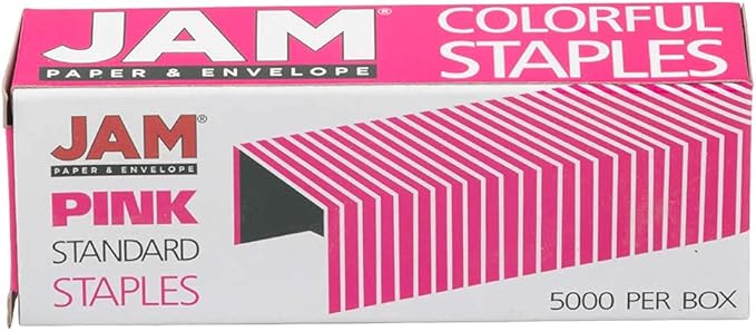 JAM PAPER Standard Size Colorful Staples - Fuchsia Pink - 5000/box