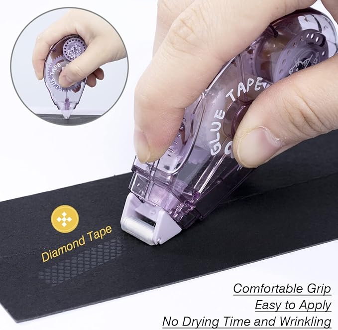 XUXU 8 Pack Double Sided Tape Roller, Scrapbooking Tape, Permanent Adhesive Dots Tape Dispenser Runner for Crafts and Arts Projects, Photo-Safe