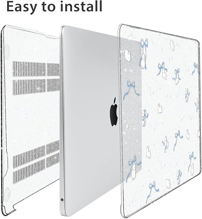 for MacBook Air 13 inch Case 2018 2019 2020 2021 2022 Release A2337 M1 A2179 A1932 Retina Display & Touch ID, Plastic Hard Shell Case +Keyboard Cover+Screen Protector+Webcam Cover, Bunny-B