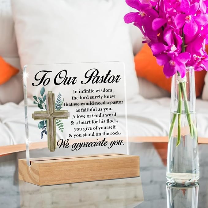 Pastor Appreciation Gift, Church Leader Clear Desk Decorative Sign - Home Acrylic Decor for Preacher