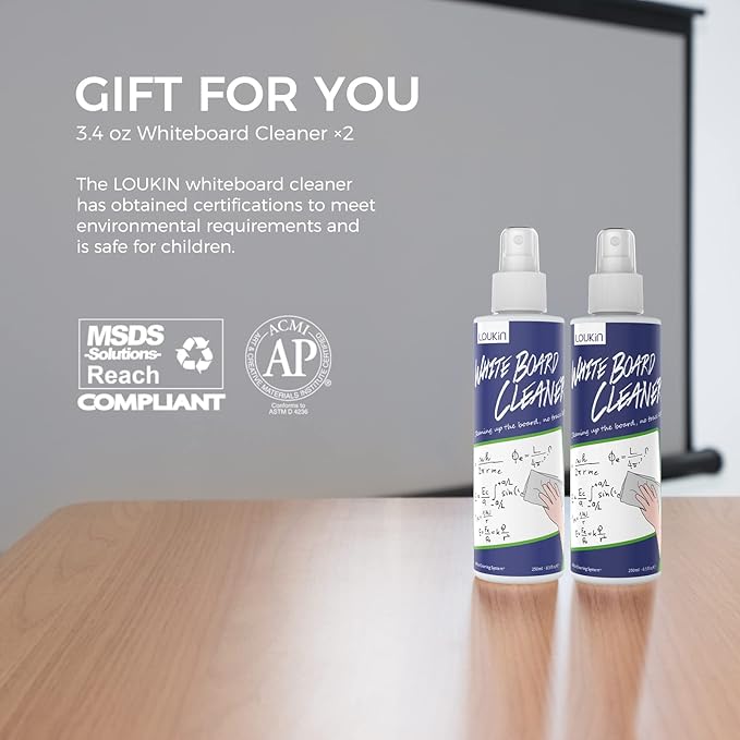 loukin 2 Pack Magnetic Dry Erase Eraser, Whiteboard Eraser, Glass Board Remover, 3.4 fl oz Whiteboard Cleaner * 2 Included, for Classroom, Home and Office Use (Blue)