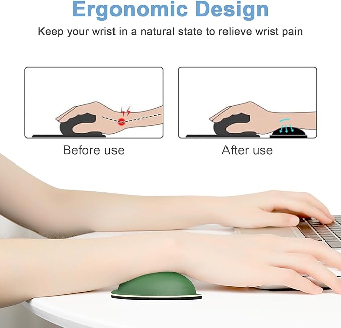 Dapesuom Mouse Wrist Rest, Ergonomic Memory Foam Mouse Wrist for Computer Desk Mats Support, Hand Rest Pad Cushion for Gaming, Office, Laptop, Men, Women, Pain Relief & Easy Typing, Forest Green
