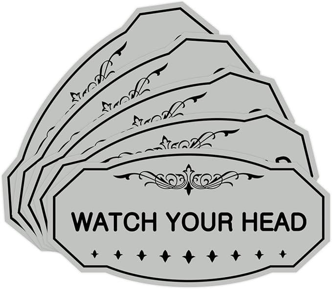 Signs ByLITA Victorian Watch Your Head Sign (Lt Gray) - Small 5 Pack