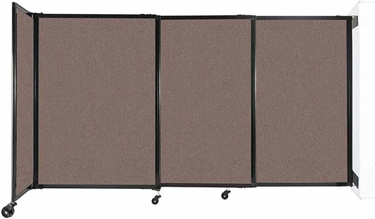 Wall-Mounted Sliding StraightWall Room Divider | Adjustable Widths | Locking Wheels | Room Separator | Up to 7'2" Wide x 4' Tall Latte Fabric Panels