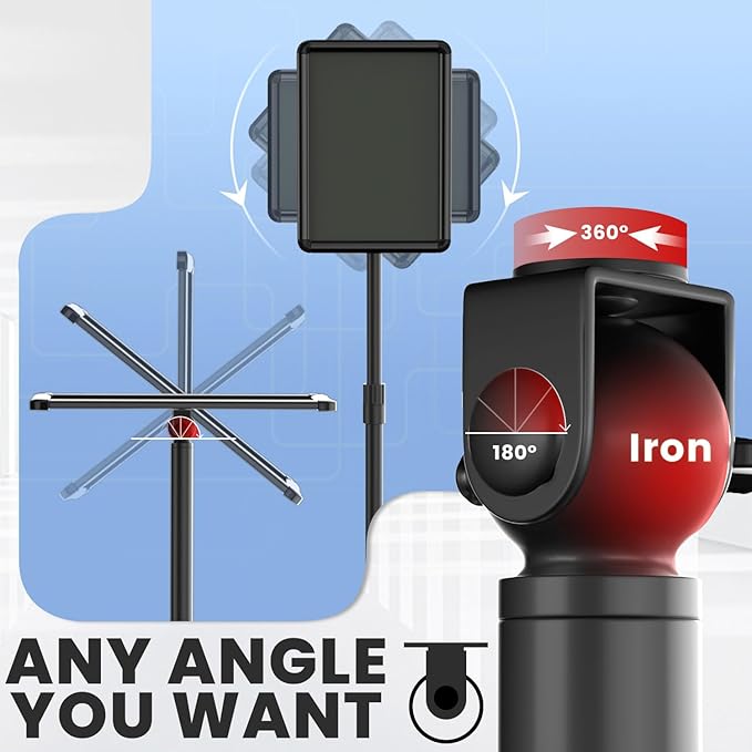 Sign Stand Holder 8.5x11 inch - Adjustable Sign Holder Stand for Display with Heavy Duty Base, Floor Standing Sign Holder for Business, Retail, Events, Offices, Trade Show(Black 8.5×11 inch - 1 Pack)