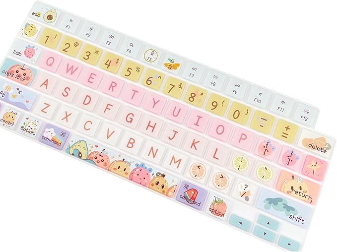 Keyboard Cover Skin for 2021-2024 MacBook Pro 14/16 (A2442 A2485 A3112 A3401 A3403 A2992 A2779 A2780 A2991 A2918 M1/M2/M3 M4) &MacBook Air 13.6''/15'' (A2681 A3113 A2941 A3114),Cute Fruits