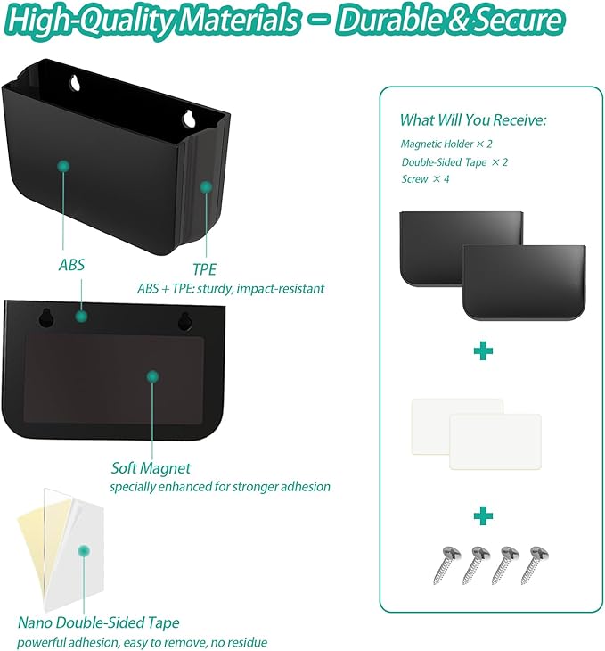 Magnetic Remote Control Holder Wall Mount, 2 Pack TV Remote Holder Wall Mount, Magnetic Pen Holders for Refrigerator, Whiteboard Marker, Locker Organizer, Office Organizer (Black)