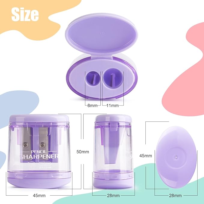 4 Pack Pencil Sharpeners Manual Dual Holes Compact Colored Handheld Pencil Sharpener for Kids, School, Office