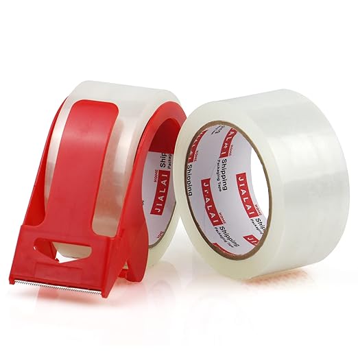 12 Rolls Clear Packing Tape, Heavy Duty Packaging Tape with Dispenser,1.88In x 55Yd,2.4Mil Thick Industrial Grade Transparent Tape Refills for Shipping,Moving,Sealing and storages
