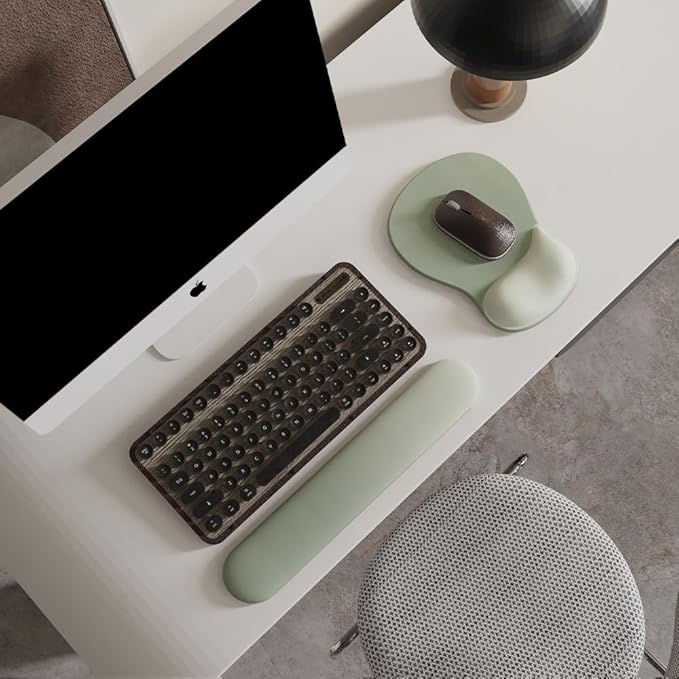 ErgoComfort Gel Wrist Rest Mouse Pad-Ergonomic Office Mousepad with Wrist Support-Non-Slip, Design Desk Accessories Mat for Home&Game Decor (09Minty Set)