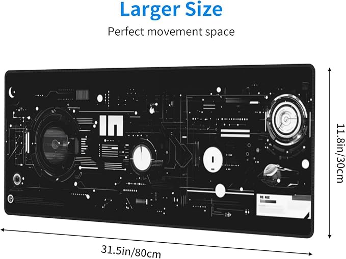 Mechanical Mouse Pad 31.5 X 11.8 Inch Big Desk Rubber Base Stitched Edges Keyboard Pad Spaceship XXL Mouse Mat for Home Game and Office
