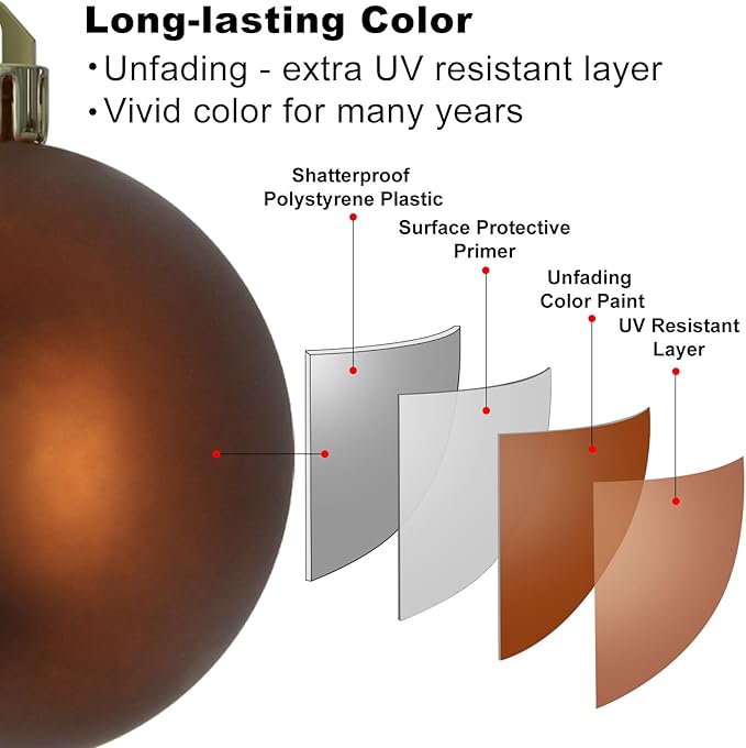 Bronze 4.0" Large Christmas Balls - Christmas Tree Decoration Ornaments Shatterproof Hanging Balls for Birthday Halloween Holiday Wedding Decorations Set of 4pcs