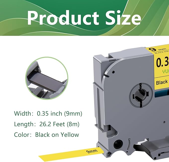 3-Pack TZe-621 Yellow TZe TZ Tape Compatible with Brother P Touch Label Maker Tape TZ-621 TZe621 TZ621 Label Tape 9mm 0.35 Laminated Black on Yellow for PTD210 PTD220 PTH110BP PTD410 PTD600