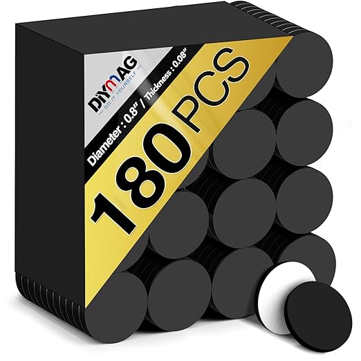 DIYMAG 180Pcs Magnetic Dot with Self Adhesive, Round Magnets Magnetic Tape Flexible Magnet Sheets with Adhesive for Crafts Photos and Die Storage Easy Peel and Stick, 0.8 x 0.08inch