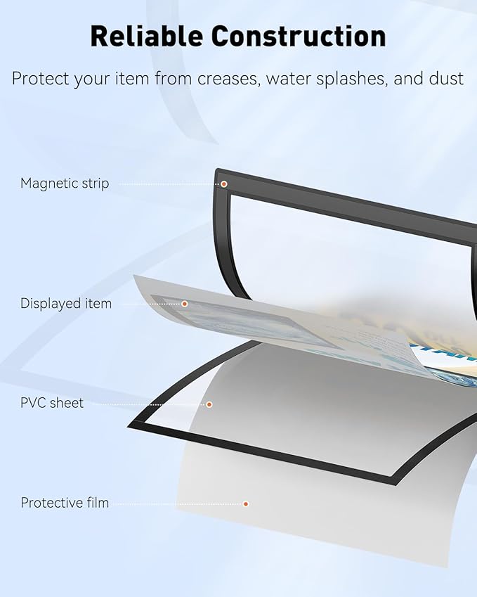 Uniclife 12 Pack Magnetic Sign Holder 8.5" x 11" Self-Adhesive Magnetic Picture Frame Wall Mounted Display Frame for Home Office Store Poster Document Holder for Wall Door Glass Window Refrigerator