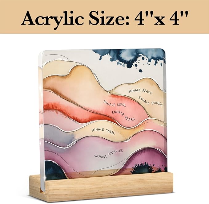 Therapy Office Decor, School Counselor Gifts, Mental Health Office Desk Decor, Gifts for Women Therapist Psychologist School Counselor, Halloween Christmas Gift Inhale Exhale Sequence Acrylic Sign