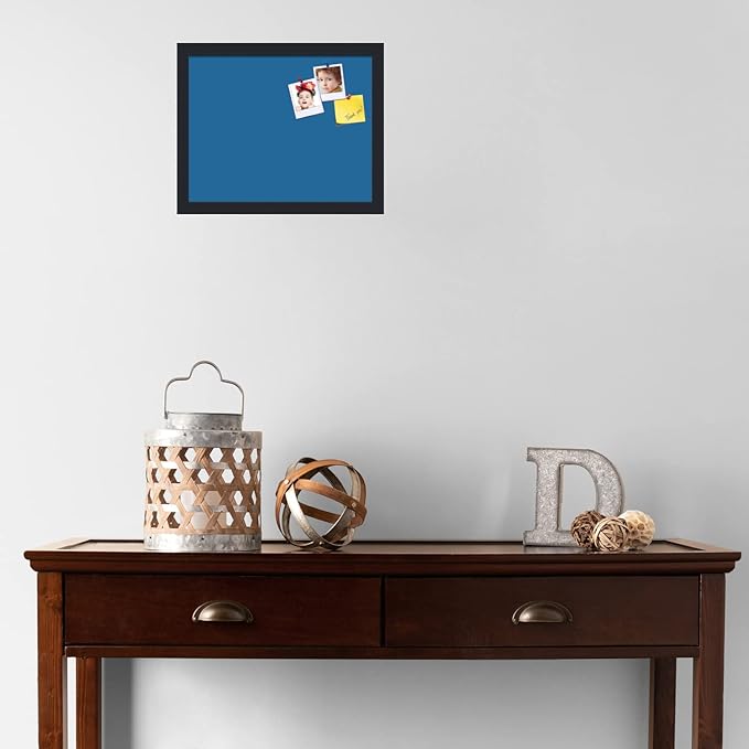 PinPix 15x12 Inch Cork Bulletin Board. This Decorative Framed Pin Board Comes with Navy Pastel Design and a Satin Black Frame. Ideal for Home Office Decor or Message Board (PinPix-1811)