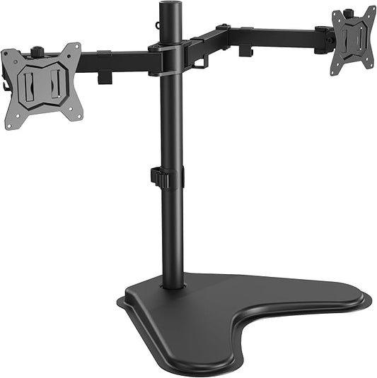 ErGear Freestanding Dual Monitor Stand for 2 Screens up to 32 inch, Heavy Duty Monitor Mount Holds Max 22 lbs per Arm, Height Adjustable Computer Monitor Stand for Desk, VESA 75x75/ 100x100mm, Black