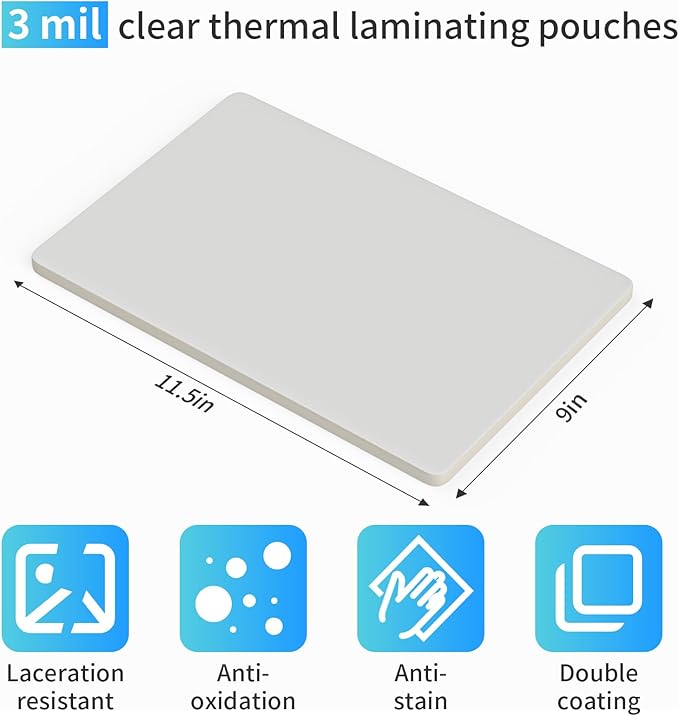 Laminating Sheets, (3 Mil) 500 Pack Thermal Laminating Pouches Holds 8.5 x 11 Inch,3 Mil Clear Laminator Paper 9 x 11.5 Inch, Letter Size, for Education,Documents, Certificate