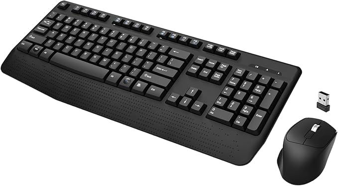 Wireless Keyboard and Mouse Combo, Full-Sized 2.4GHz Wireless Keyboard with Comfortable Palm Rest and Optical Mouse for Windows, Mac OS PC/Desktops/Computer/Laptops (Dark Gray)