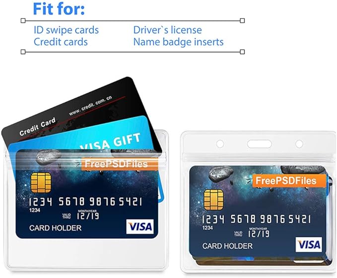 Bird Fiy Lanyards with id Holder Name Badges 50 Pcs Waterproof Type Clear Plastic Horizontal Name Tag Badge Id Card and 50 Pcs Lanyard (Yellow)