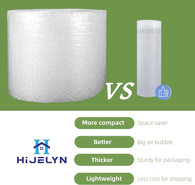 Inflatable Bubble Cushioning Wrap Roll Bottle Shipper Protector Sleeve 12"x164' Large Size Air Bubbles Packing Supplies for Fragile Items, Air Pillows for Shipping Moving Packaging Material