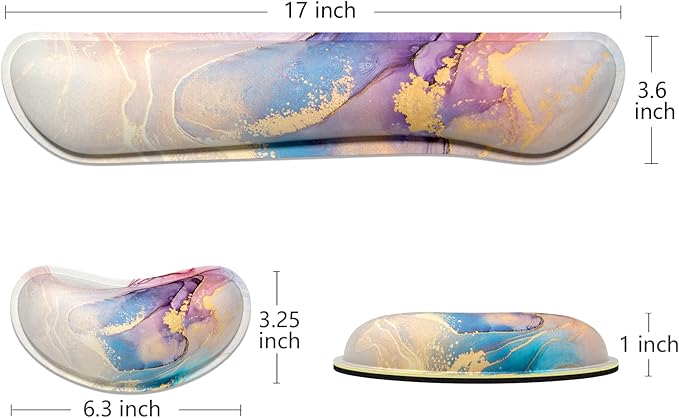 Dapesuom Enlarge Keyboard Wrist Rest, Memory Foam Wrist Cushion for Desk Mats Support, Pain Relief Keyboard Mouse Pad Rests Set with Non-Slip Base for Gaming Laptop Office Computer, Abstract Marble