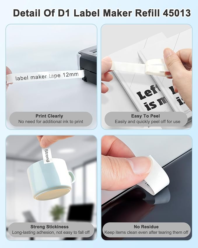 BOYEEZON 6PK Compatible for DYMO D1 12mm Color Label Tape (45013 45010 45016 45017 45018 45019) D1 12mm Refills Color Combo Set for Dymo Labelmanager 280 160 360D 450 Duo, 1/2In x 23Ft