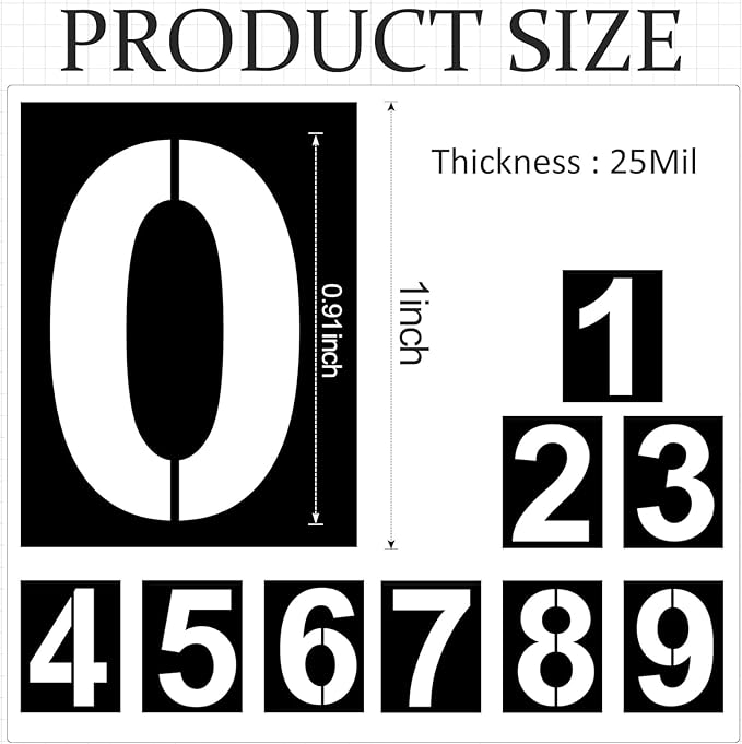 1 Inch Plastic Number Stencils - Reusable Digital Painting Templates for Cake Stencil Address Number Painting