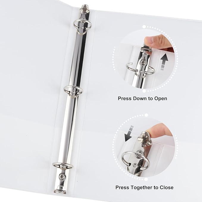 0.5-inch Round Ring Binder, Durable 1/2'' 3 Ring Binder Fit Letter Size Paper, Presentation View Binders, White,12-Pack