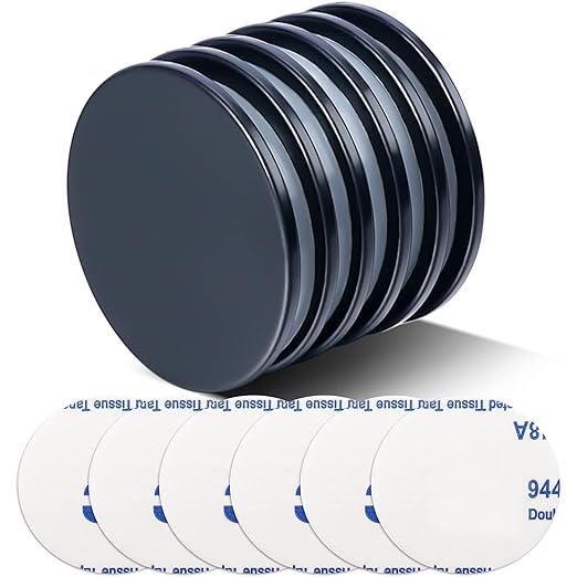 LOVIMAG Strong Waterproof Rare Earth Magnets,Powerful Neodymium Disc Magnets with Epoxy Coating and Double-Sided Adhesive for Fridge, Scientific,Office,Craft etc,1.26 inchx0.08 inch-Pack of 6