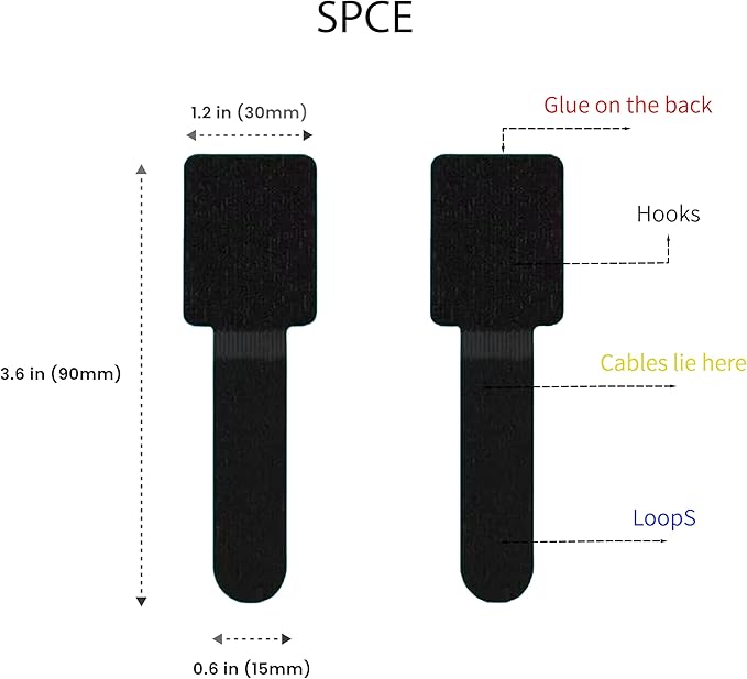 50PCS Hook and Loop Cable Straps,Cable Management Under Desk,Self Adhesive Cable Ties Sticky-Back Cord Organizer for Desk,Household & Office Organization