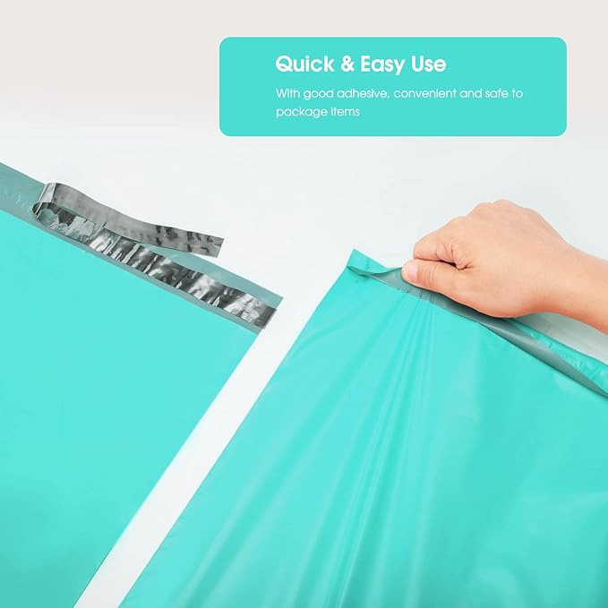 Metronic 500PC Poly Mailers 14.5x19, Sturdy Shipping Bags for Small Business, Waterproof Mailers Poly Bags, Strong Adhesive Shipping Envelopes for Clothing, Efficient Mailing Envelopes in Teal