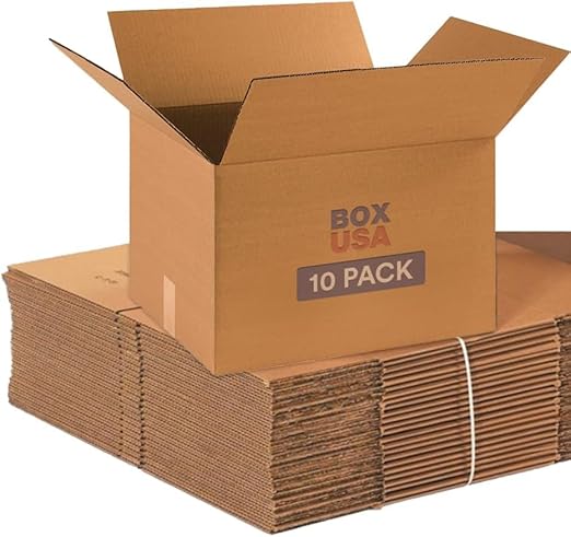 BOX USA Moving Boxes Medium 18"L x 14"W x 12"H 10-Pack - Corrugated Cardboard Box for Shipping, Mailing, Packing, Packaging and Storage