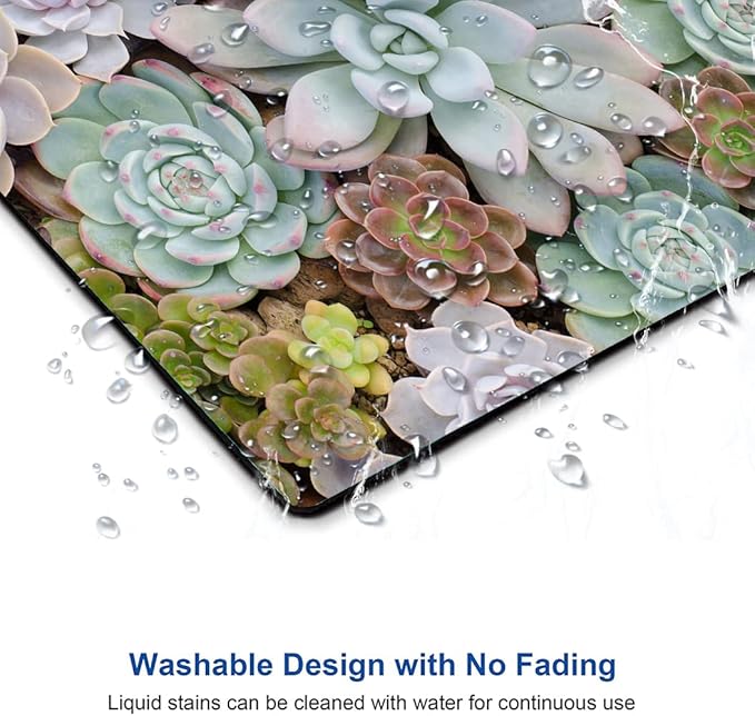 Mouse Pad, Cute Succulent Cactus Plants Mouse Pads, Square Washable Cloth Personalized Mouse Mat with Design, Gaming Office Home Non-Slip Rubber Base Computer Mousepad