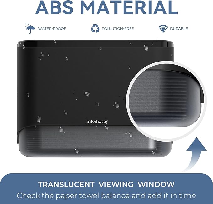 Commercial Paper Towel Dispenser Wall Mount Adhesive Multifold Trifold cFold Folded Paper Hand Towel Dispenser for Bathroom 10.7" L x 3.7" W x 8" H