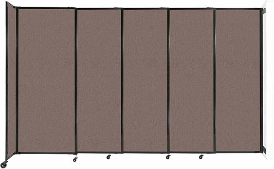 Wall-Mounted Sliding StraightWall Room Divider | Adjustable Widths | Locking Wheels | Room Separator | Up to 11'3" Wide x 6'10" Tall Latte Fabric Panels