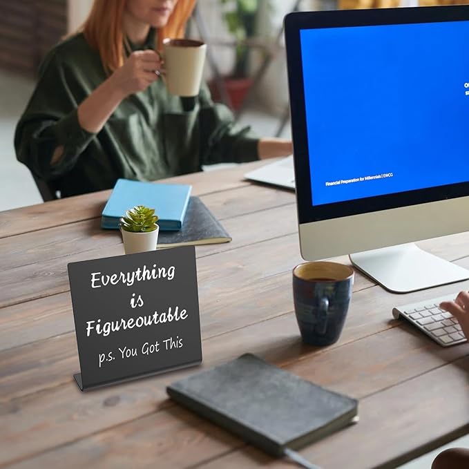 Home Office Desk Decor P.S. You Got This Everything is Figureoutable Gifts For Women Best Friend Encouragement Cheer Up Gifts Inspiration Positive Plaque For Cowoker Motivational Sign XBT