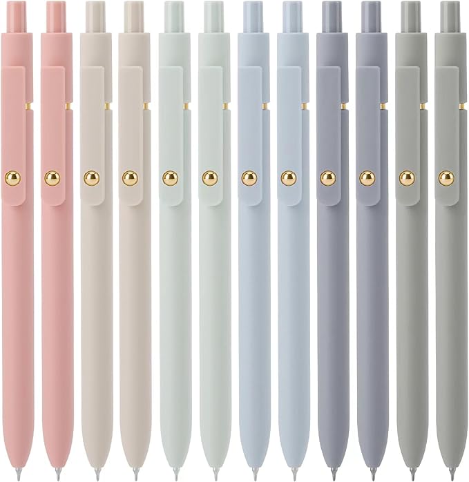 Ddaowanx Gel Pens,0.5mm Quick Dry Black Ink Pens Fine Point Smooth Writing Pens, Cute Office School Supplies Gifts for Women (24 Pcs Morandi-Black Ink)