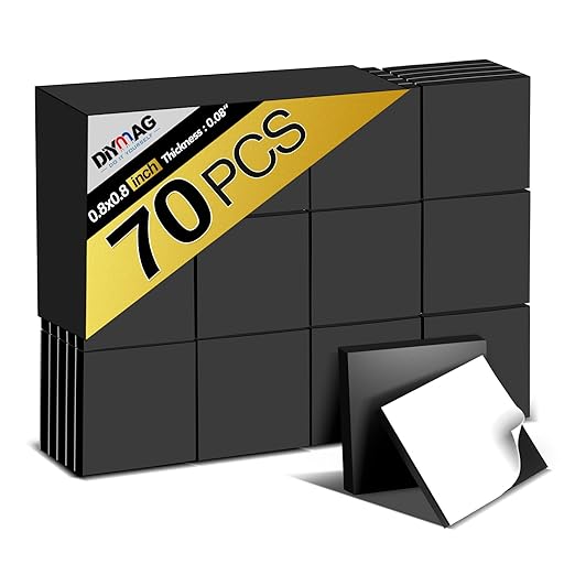 DIYMAG Adhesive Magnetic Squares, Flexible Sticky Magnetics Tape (Each 20x20x2mm), Magnet Sheets with Adhesives for Crafts, Photos and Storage, Easy to Peel & Stick-70Pcs