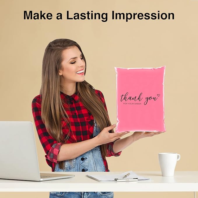 JinRuiKJ Thank You Poly Mailer 19x24 Inch 50 PCS, Shipping Bags for Clothing, Packaging Bags for Small Business, Strong Adhensive, Waterproof and Tear-Resistant Mailing Envelopes, Pink