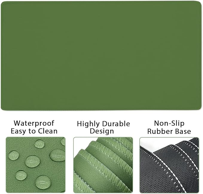 Large Keyboard Mouse Pad Set, Extended Mouse Pad+Keyboard Wrist Rest Support, Memory Foam Ergonomic Easy Typing, 4Pcs (35.4×15.11 in) Desk Pad Set for Home Office Study Game - Green