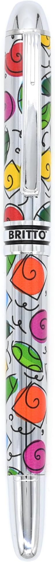 Britto Premium Rollerball Pen - Extra Fine Point with 0.5mm Premium-Grade Refillable Liquid Black Ink, Smooth Precision Writing & Quick Drying Pen for Journaling (Japanese, Colorful Roses)