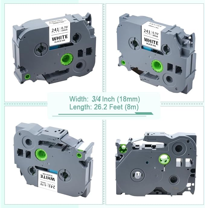 6-Pack Tz 18mm 0.7" Laminated Tape Compatible for Brother Tze-141 Tze-241 Tze-441 Tze-541 Tze-641 Tze-741 P Touch Tze 3/4 Inch Tape for PTD410 PTD400 PTD610BT PTD600 PTP750W PTP710BT