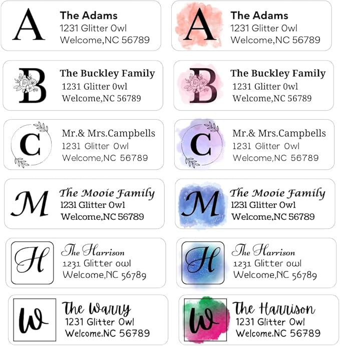 Personalized Return Address Labels - Custom Address Labels with Monogram (60-1000 Labels)