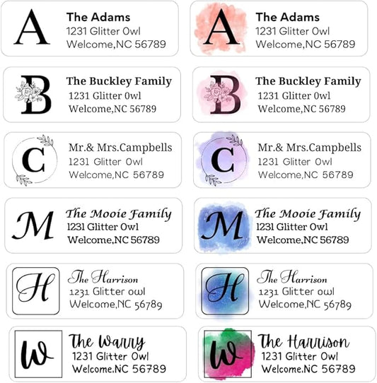 Personalized Return Address Labels - Custom Address Labels with Monogram (60-1000 Labels)