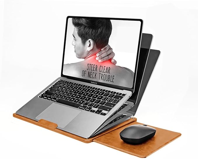 PUNCUBE Portable Lap Desk -Ultra Slim&Compact Laptop Desk in Sleek Design with Retractable Mouse Pad, Adjustable Stand, Expandable Surface, and Heat Protection for Laptops and Tablets (Blonder Brown)