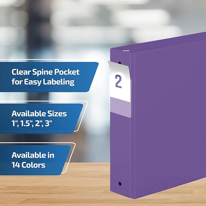 Premium Economy 6-Pack 3-Ring Binders for School or Office, Round-Ring Binders, 2 Inch, Purple